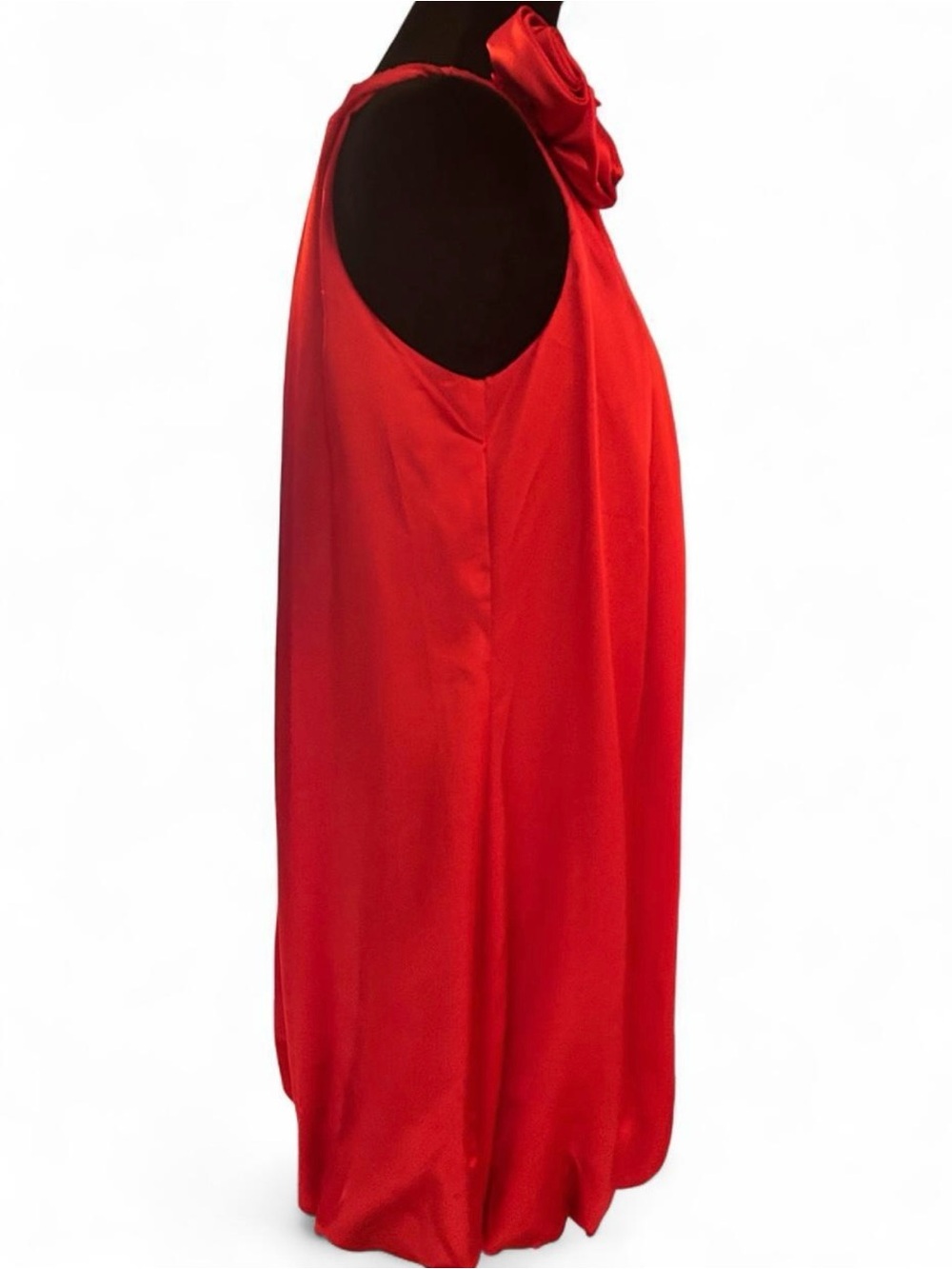 Y2K  Red Pleated bubble  Mini Dress with Rosette Shoulder - Picture 5 of 8